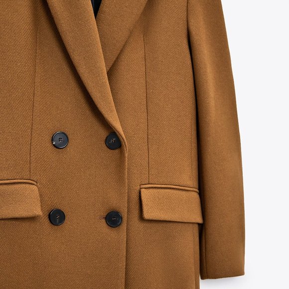 Zara Double-Breasted Tan Coat - Picture 7 of 10
